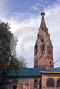 Bell tower of the Church of Saint Nicolas in Yaroslavl, Russia.