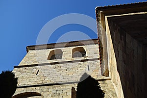 Bell tower of a church in Salamanca, Spain.