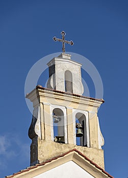 Bell tower church St.Cross from Cava de Tirreni village, Italy photo