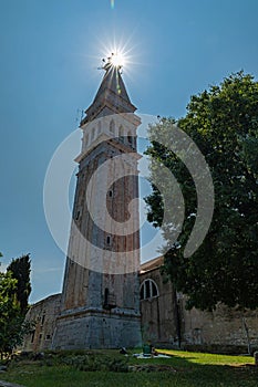 Bell tower of the Church of St. Euphemia in Rovinj in Croatia