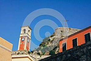 Bell tower, Church, St George, Old, fortress, Corfu, Greece