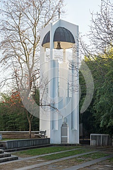 The bell tower of the church of St. Petka in Rupite, Bulgaria