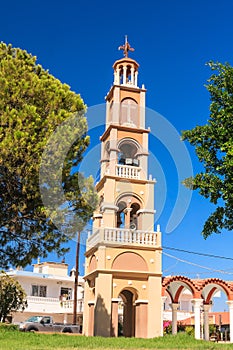 The bell tower of the church in the village of Pilon (Pylonas)