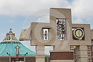 Bell tower and clock of the Basilica of Our Lady Guadalupe in Me