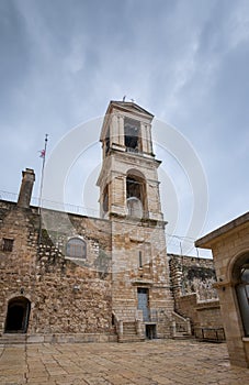 The bell tower of the famous Church of the Nativity. Bethlehem
