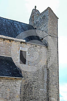 Bell Tower of fortified church of Saint-Julien, Nespouls, Correze, Limousin, France