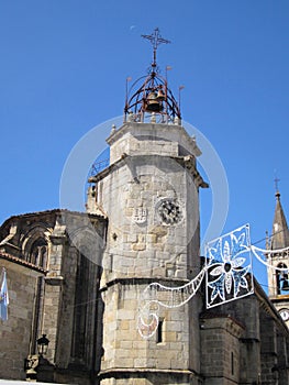 Bell tower gothic church of Santiago in Betanzos
