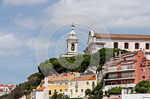 Bell tower of Graca church in Alfama district of Lisbon