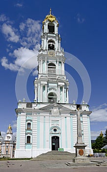 Bell tower in the Holy Trinity Sergius Lavra, built from 1741 to 1770 and 88 meters high, Russia