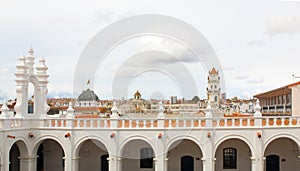 Bell tower and kupola of San Felipe Neri Monastery at Sucre, Bolivia.