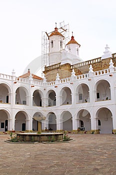 Bell tower and kupola of San Felipe Neri Monastery at Sucre, Bolivia