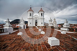 Bell tower and kupola of San Felipe Neri Monastery at Sucre, Bolivia