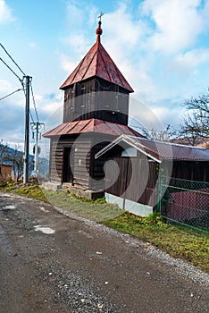Bell tower in Kycera settlement in Javorniky mountains in Slovakia