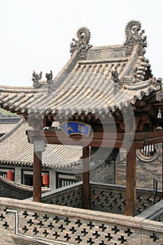 bell tower in a mansion (former seat of the government) in pingyao (china)