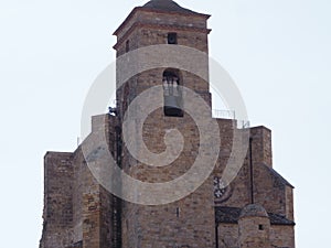 bell tower of the medieval castle of benabarre valdeflores church, huesca, spain, europe