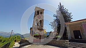 The bell tower in Mikro Chorio village at Karpenisi Greece