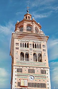 Bell tower in Mudejar architecture of Teruel Cathedral