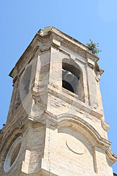 Bell tower of Neoclassic church in Ancona, Marche, Italy