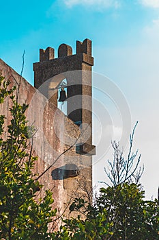 Bell tower in an old church in Italy