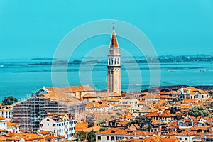 Bell tower of the Oratorio San Marco in Vinea and San Francesco della Vina Chiesa di San Francesco della Vigna.Venice photo