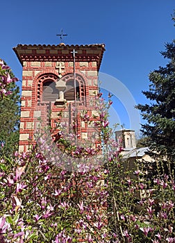 bell tower of the Orthodox Koporin Monastery from the Middle Ages, Velika Plana, Serbia