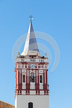 Bell tower of Our Lady of the Rest Parish Parroquia de Nuestra Senora del Reposo in Valverde del Camino, Huelva province, photo