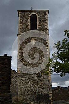 Bell Tower Of The Parochial Church Of Santa MarÃÂ­a Magdalena Of Slate In Campillo De Ranas. October 18, 2013. Majaelrayo, Pueblos