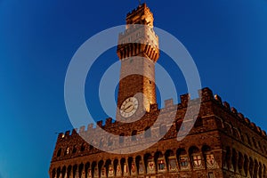 The Bell Tower of the Pieve di San Leonardo church in the historic center of Cerreto Guidi, Florence, Italy.