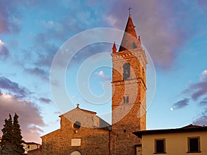 Bell tower Saint Agostino church in Arezzo Tuscany Italy photo