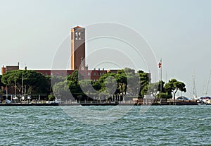 Bell tower of Saint Elena Church in the Island near Venice in It