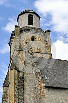 The bell tower of the Saint-Vincent church in Nay in the Bearn