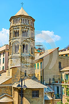 Bell tower of San Donato church in Genoa