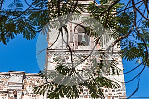 The bell tower at the San Ignacio Mission