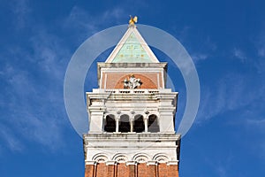 The bell tower of San Marco, Campanile in Venice, Italy. Famous landmark.