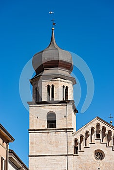 Bell tower of the San Vigilio Cathedral in Trento Italy