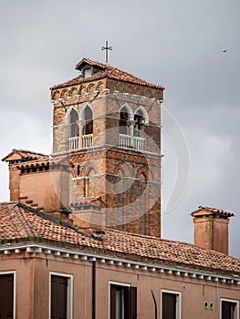 The bell tower of Santi Giobbe e Bernardino church, Venice, Italy