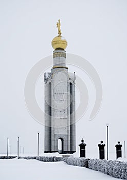 Bell tower on the site of a tank battle of Prokhorovka, Belgorod region, Russia photo