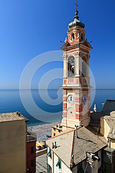 Bell tower in Sori, italy photo