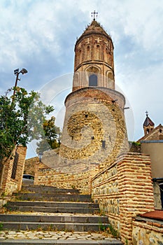 Bell tower of St. George`s Church in Sighnaghi city. Georgia