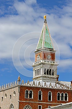 Bell Tower of St. Mark and blue sky and Ducal Palace