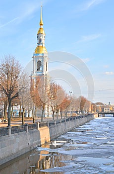 Bell tower of St. Nicholas Cathedral in St.Petersburg.