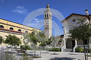 Bell tower St. Stephen`s Cathedral in Shkoder, Albania