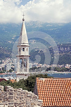 The bell tower of Sveti Ivan (St.John) Catholic Church Cathedral