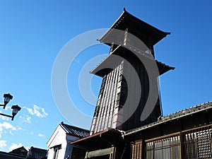 The Bell Tower (Toki no Kane) in Kawagoe historical warehouse district, Saitama Prefecture, JAPAN