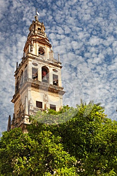 Bell Tower (Torre de Alminar) of the Mezquita Cathedral (The Great Mosque) in Cordoba, Spain photo