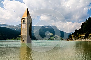Bell tower underwater