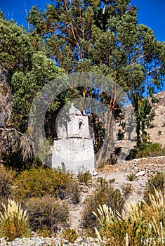 Bell tower in the village of Belen in the Andean foothills Chile