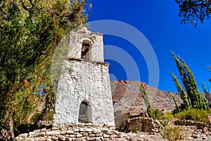 Bell tower in the village of Belen in the Andean foothills Chile