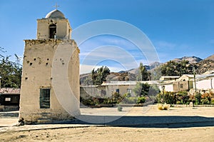 Bell tower in the village of Belen in the Andean foothills Chile