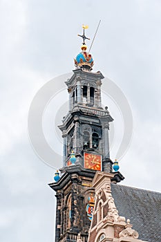 The bell tower of the Western Church, in Dutch Westerkerk in Amsterdam